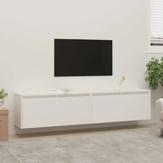 Szafki ścienne, 2 szt., białe, 80x30x35 cm lite drewno sosnowe Lumarko! - Hurtownia wielobranżowa Lumarko Oferta